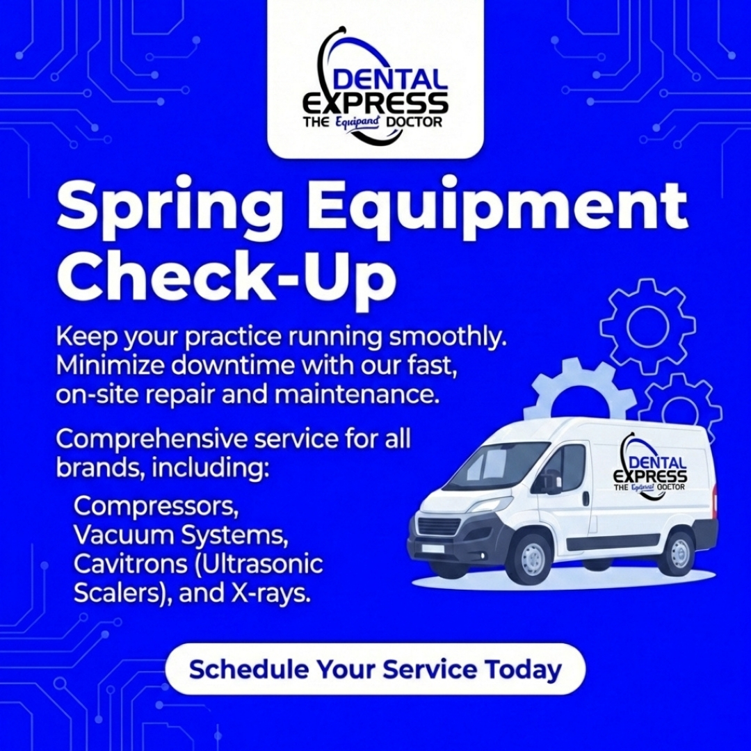DentalExpresss's tweet image. Spring is ideal for dental offices to perform maintenance on compressors, vacuums, cavitrons, and X-rays to keep your practice at peak performance. #DentalEquipment #PracticeMaintenance #CompressorCare #VacuumService #CavitronMaintenance #XRayTech #DentalOfficeSupport