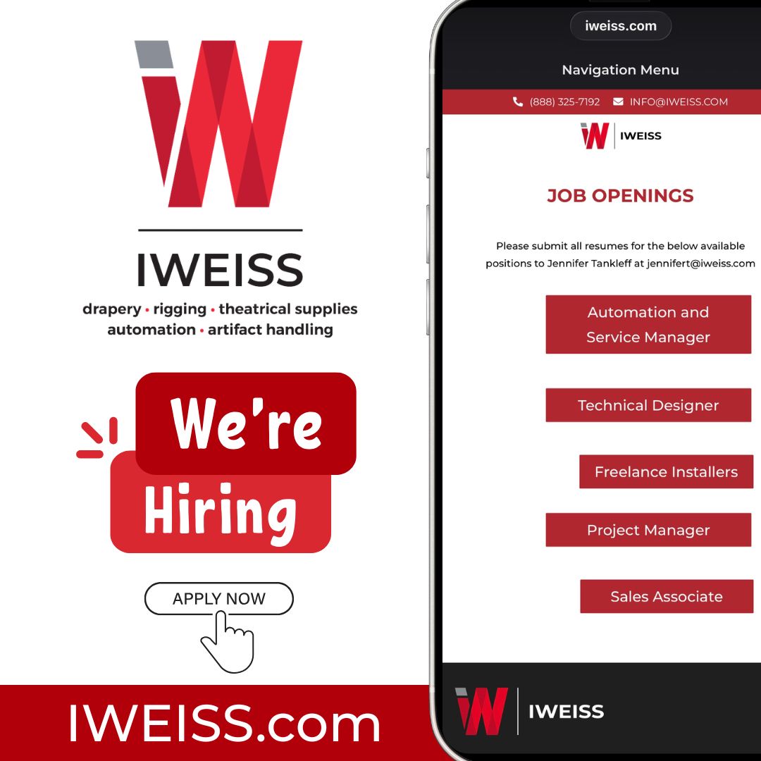 iWeissLLC's tweet photo. We are hiring multiple positions! 
Apply today! 
View positions on our website. https://t.co/XSZunyuSmb
#hiring #rigging #iweissllc #drapery #engineering https://t.co/UPLSjzReJP