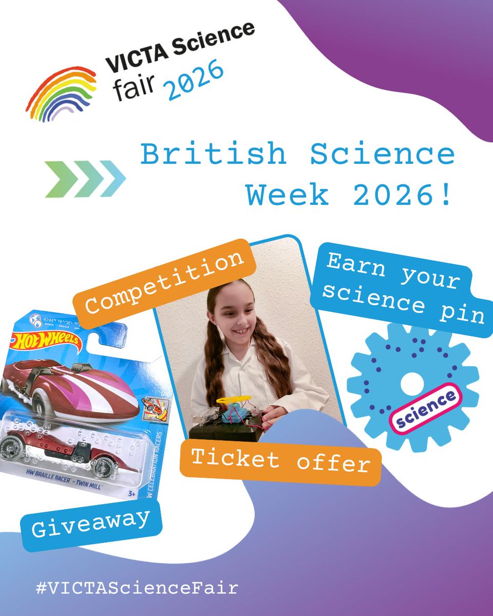 VICTAUK's tweet photo. Today marks the start of British Science Week! Head to the online VICTA Science Fair to make the most of our offers and enter our competitions before they close on Sunday 15 March.
https://t.co/5xhencsVtw

#BritishScienceWeek #STEM #VICTASciencefair #BSW2026 #BSW #BSW26 https://t.co/xSegYofNRF