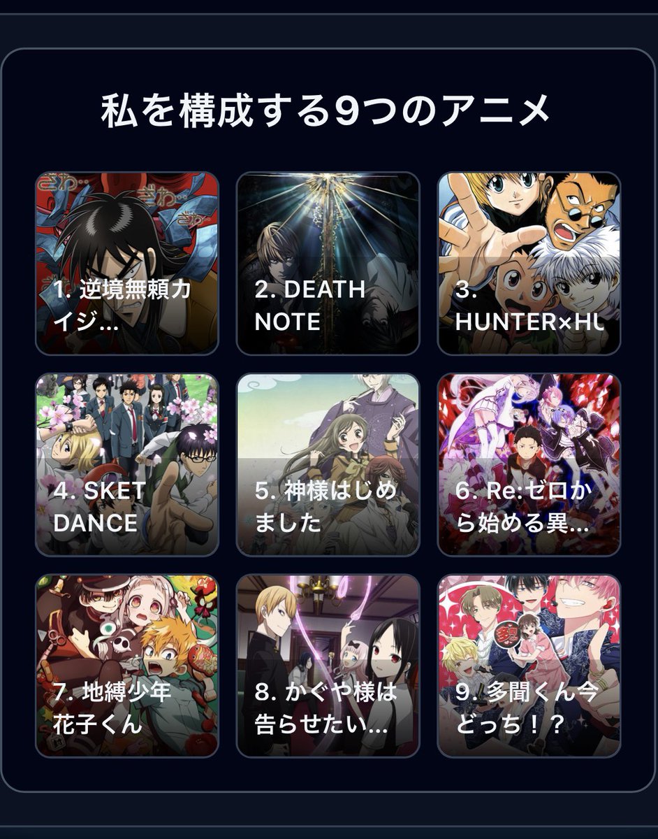 上段3つは作業用BGMにしがち #私を構成する9つのアニメ