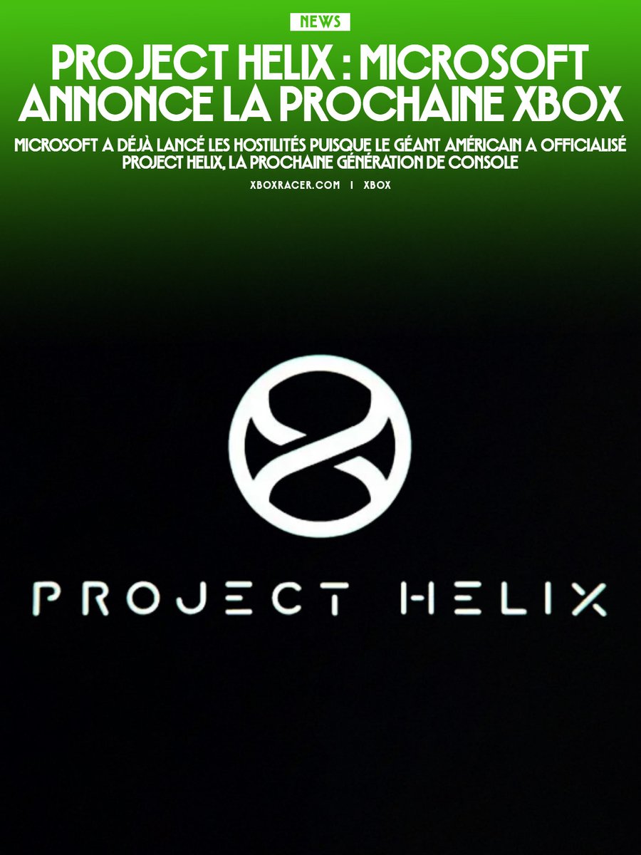 xboxracer's tweet image. Je suis passé à côté hier mais Microsoft a déjà lancé les hostilités puisque le géant américain a officialisé Project Helix, la prochaine génération de console
@XboxFR  #Xbox #ProjectHelix
▶ Lien en commentaire
▶ Retrouvez l'article sur le site