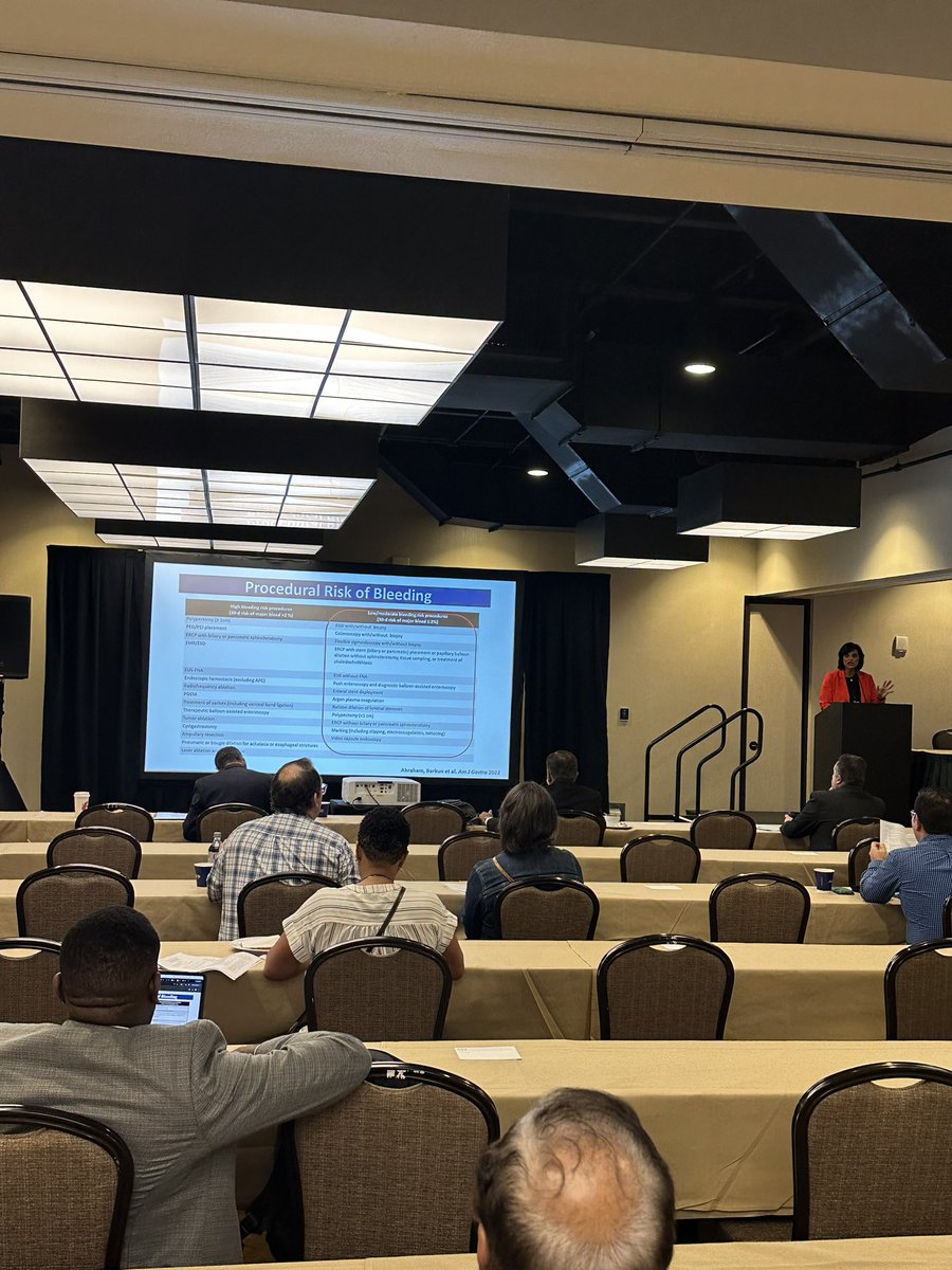 BilalMohammadMD's tweet image. Kicking of the @AmCollegeGastro #Endoscopy School 2026 🔥🔥

@NeenaSAbrahamMD on how to manage blood thinning 🩸 medications during #GIendoscopy

#ACGEndoscopySchool @JodieBarkinMD #LaithJamil #VivekKaul