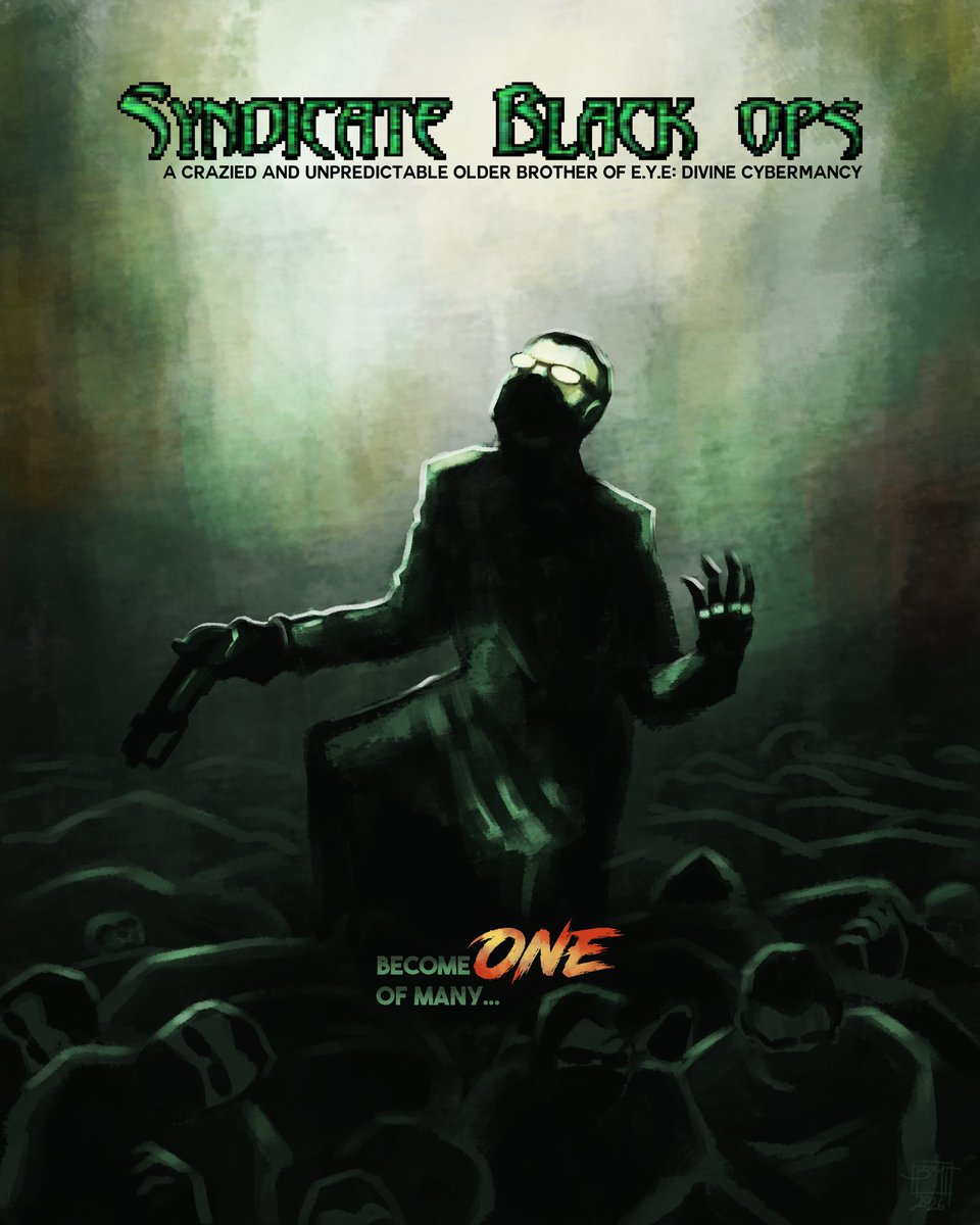 shenduin's tweet photo. Today's practice drawing
Faux poster for Syndicate Black Ops, E.Y.E's GoldSrc prequel.
We play it weekly, you can catch us on GameDate!

45 min editing time
Timelapse may or may not appear on YT https://t.co/2WoSXJHY5h
