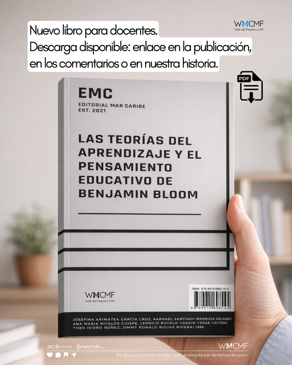 Maestro, descargue el libro “LAS TEORÍAS DEL APRENDIZAJE Y EL #PENSAMIENTO EDUCATIVO DE #BENJAMIN #BLOOM” en PDF 📚🧠.  Enlace de descarga: webdelmaestrocmf.com/portal/que-es-…

Una obra fundamental para comprender cómo se construye el aprendizaje, cómo se organizan los niveles cognitivos y
