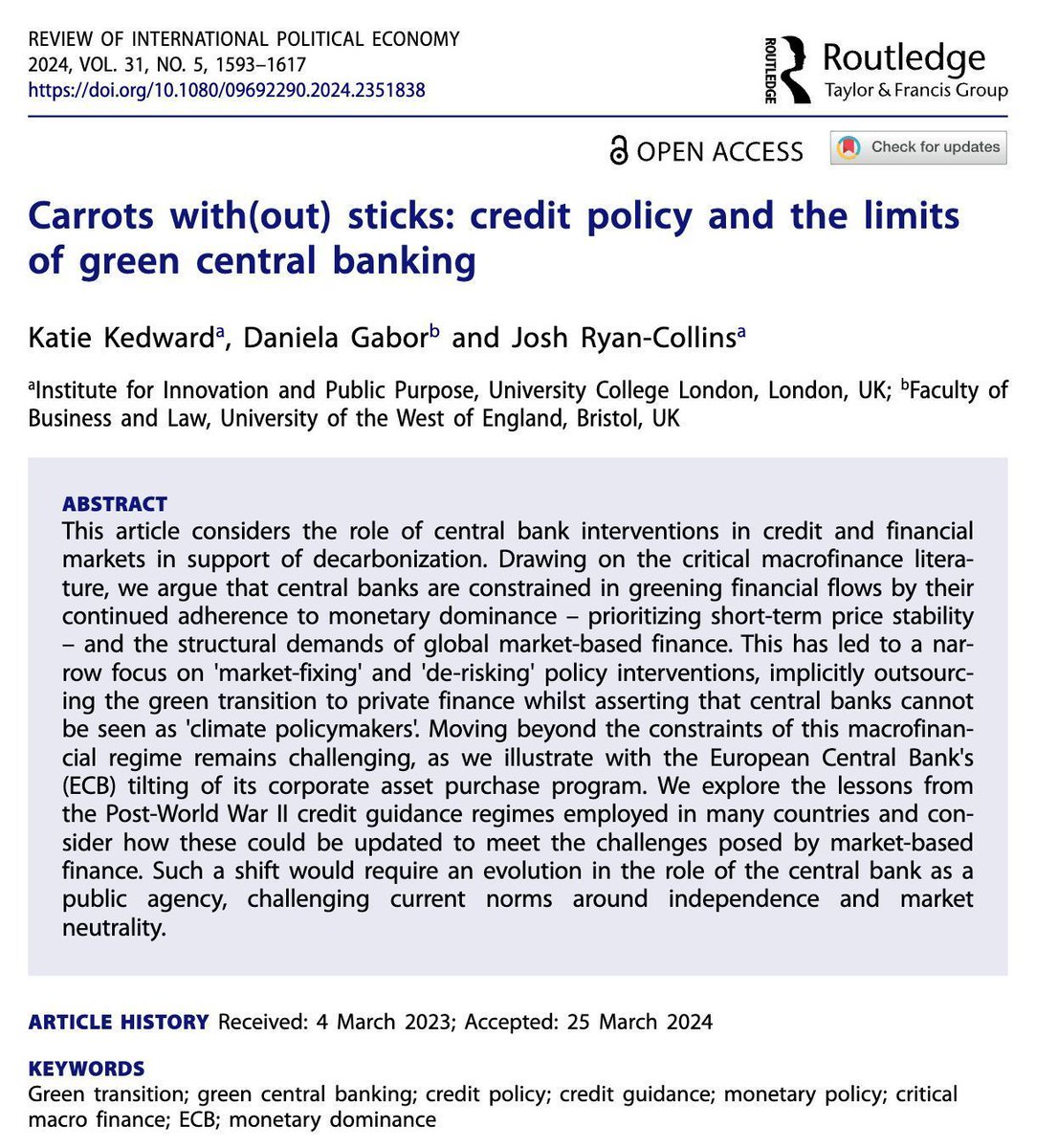 IIPP_UCL's tweet photo. 🥕 Carrots with(out) sticks

@IIPP_UCL's Katie Kedward and @jryancollins, together with @DanielaGabor, explored the role of central bank interventions in credit and financial markets in support of decarbonization.

🔗 Learn more here: https://t.co/GA6moYc6gd https://t.co/sIXpObXP68