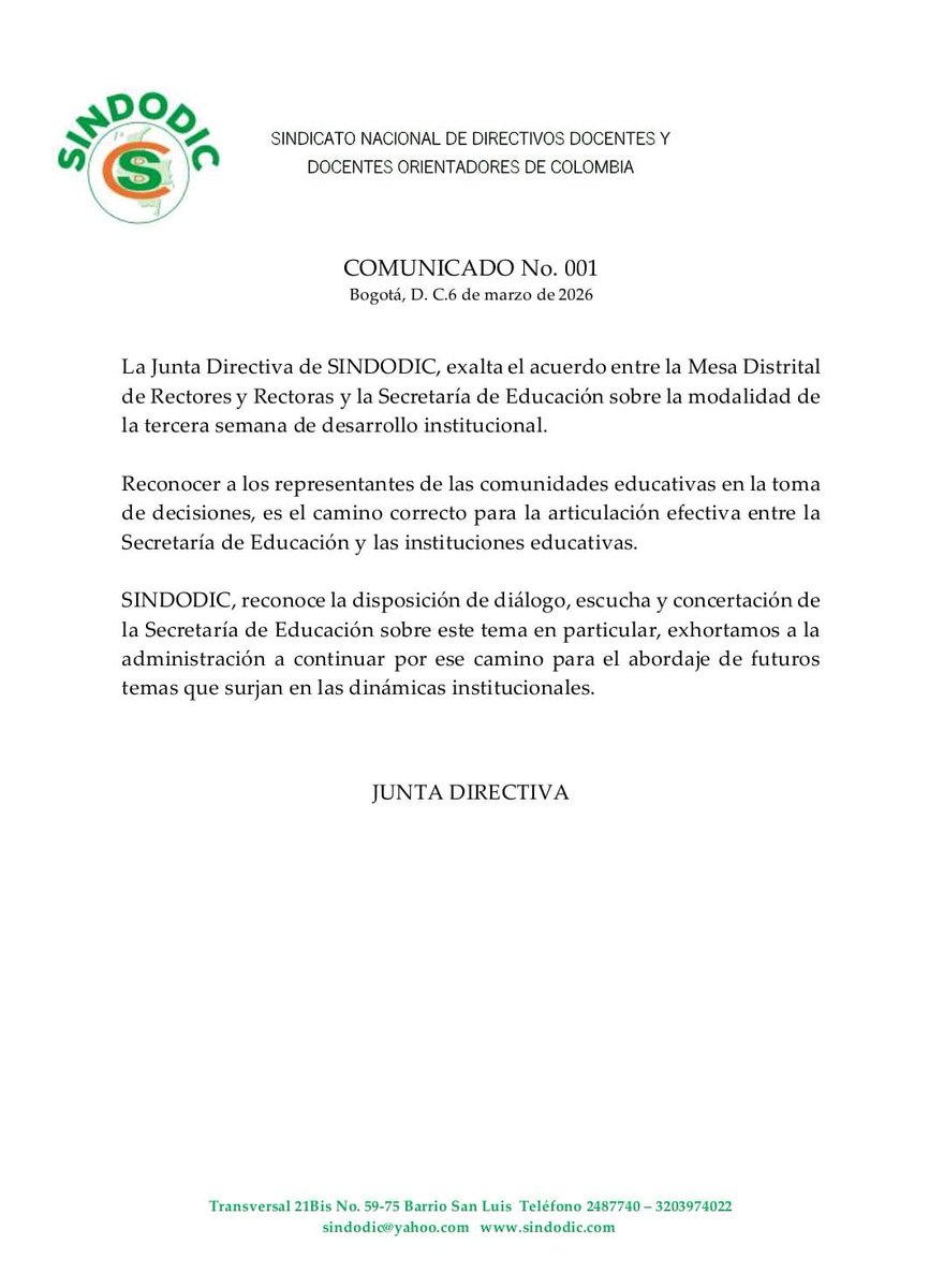 SindodicSindicato Nacional de Directivos Docentes tweet media