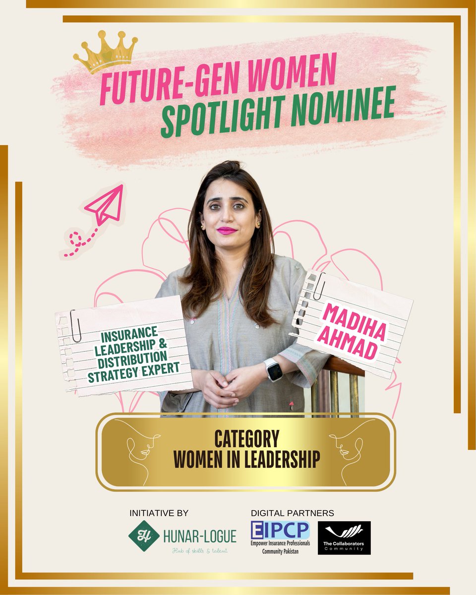 HunarLogue's tweet image. Madiha Ahmad has been announced as a nominee (Women in Leadership) for #FutureGen Women Spotlight 2026.

19 years in insurance leadership, broker strategy, and wellness-integrated insurance innovation.

Entries closed — thank you to everyone who applied!

#IWD2026 #GiveToGain