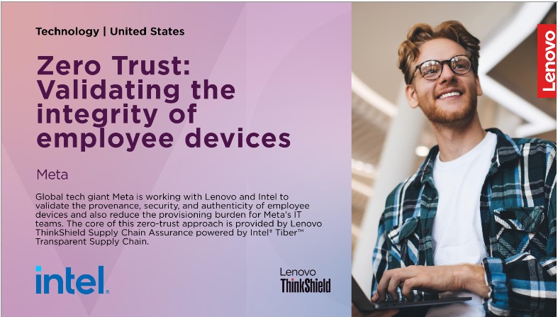 Marcioluciani's tweet photo. Meta teamed up with Lenovo and Intel to boost the trust and transparency of its employee devices through Lenovo ThinkShield Supply Chain Assurance and Intel® Tiber™ Transparent Supply Chain. 

Learn more: https://t.co/jt69aEgP14 | #SupplyChainSecurity #WeAreLenovo https://t.co/PV3MCAreE5