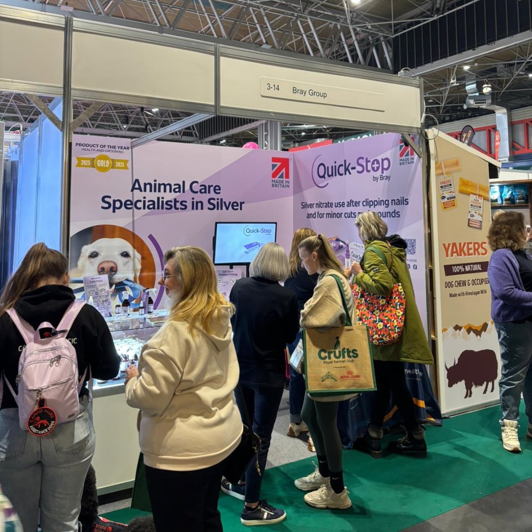 BrayGroupLtd's tweet photo. 🐾 Another busy day at Crufts! 🐾

It’s been another fantastic day at Crufts 2026, with a steady stream of visitors stopping by the Bray Healthcare stand. From groomers and vets to retailers,  distributors and pet owners, it’s great to connect with so many people from across the pet care industry.

There’s been plenty of interest in Quick-Stop – silver nitrate for wound care, along with the new products launched this week, which have been getting a great response from visitors.

Crufts is always an incredible event, and it’s brilliant to be part of such a passionate community dedicated to the health and wellbeing of pets.

📍 Hall 3 | Stand 14
📍 NEC Birmingham

#crufts2026 #petcare #groomers #veterinary #brayhealthcare #quickstop