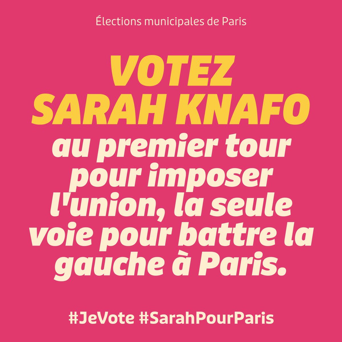 N’écoutez pas les conjectures des copains de Dati, ils répètent en boucle des éléments de langage qui méprisent le vote des Parisiens, soyons fidèles à nos idées et faisons gagner la droite à Paris !
Knafo - Paris - 15 mars