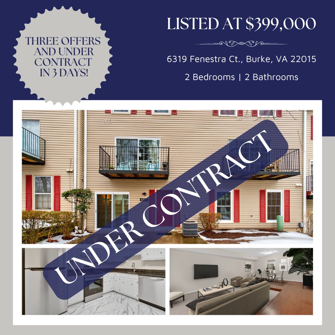The Spring market has SPRUNG!  Three offers on our newest listing in Burke, VA with a contract priced ABOVE list price!  Call to get your home on the market this Spring!