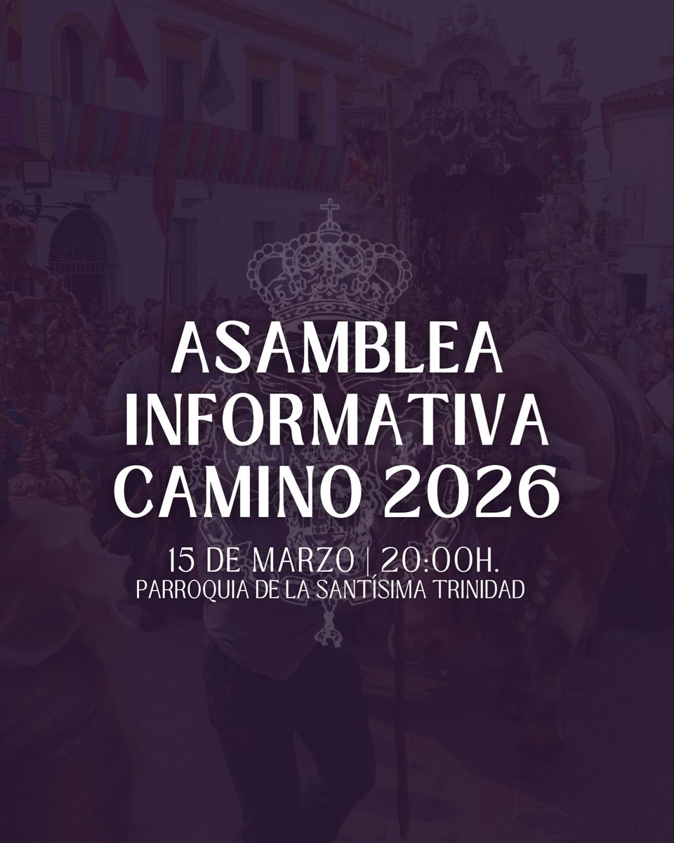 HDADMALAGA's tweet photo. 🟣⚪️ ROMERÍA | Se informa a todos los hermanos que el próximo domingo 15 de marzo, a las 20:00 h, en la parroquia de La Santísima Trinidad, tendrá lugar la segunda asamblea informativa para la romería 2026. https://t.co/PPwcIyU4tT