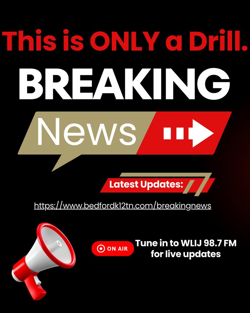 BedCoSchools's tweet photo. This is a DRILL! In a real emergency: Reunification info will be on website, WLIJ 98.7 FM, the BCS app &amp; social media. Bring a valid photo ID to pick up your child &amp; keep Skyward approved pickup contacts updated. Updates: https://t.co/UEnimxLbJw &amp; WLIJ 98.7 FM. https://t.co/QbMLscqTNB