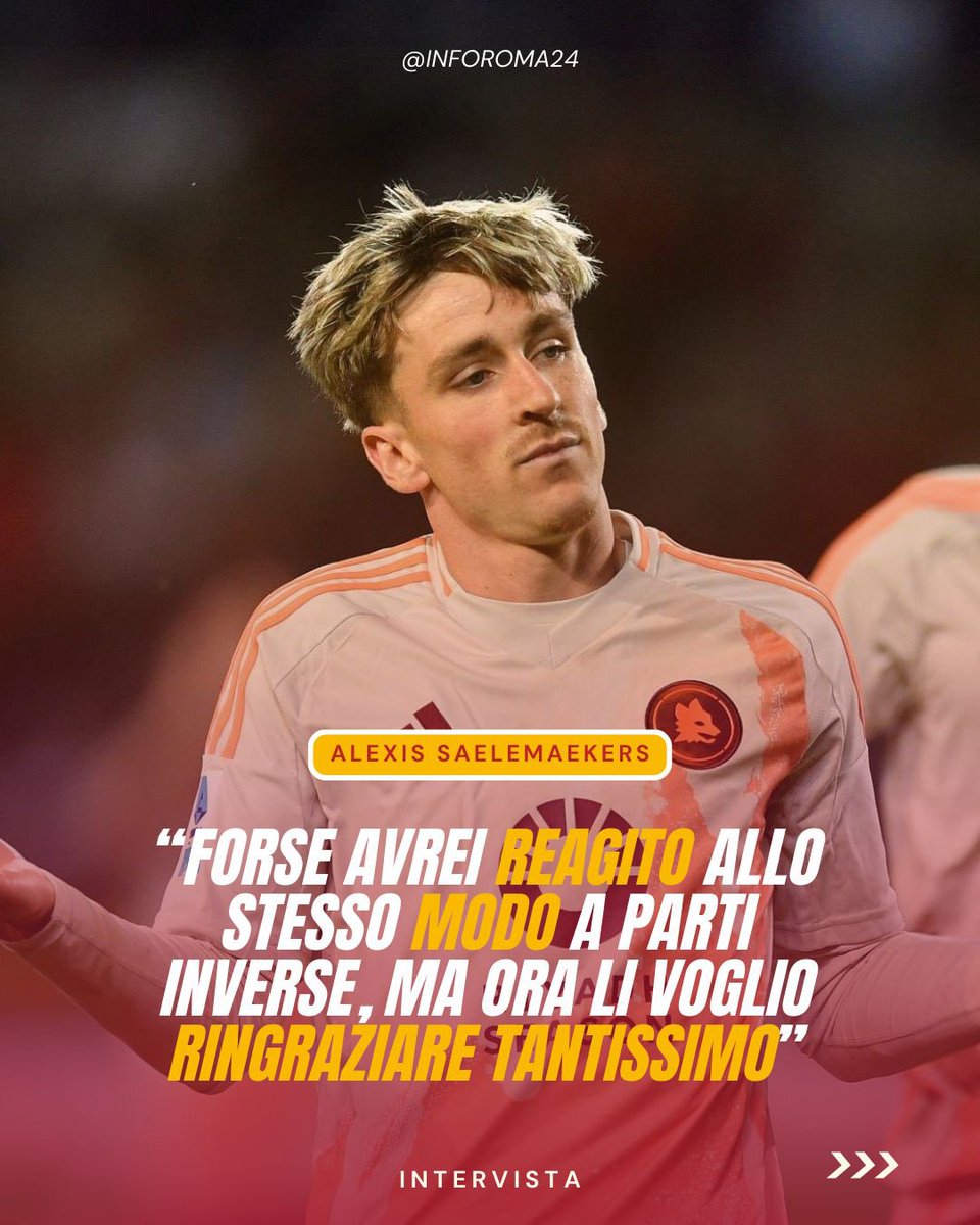 inforoma24's tweet photo. 🟡🔴 Alexis #Saelemaekers è stato il protagonista del format ‘Inedito’ di @DAZN_IT e, ha parlato anche del mondo #ASRoma.
🗣️ Il belga ha spiegato il suo atteggiamento in #MilanRoma, ha voluto ringraziare i tifosi giallorossi e ha definito #Dybala come l’immagine del calcio. https://t.co/iuoVjxYGPG
