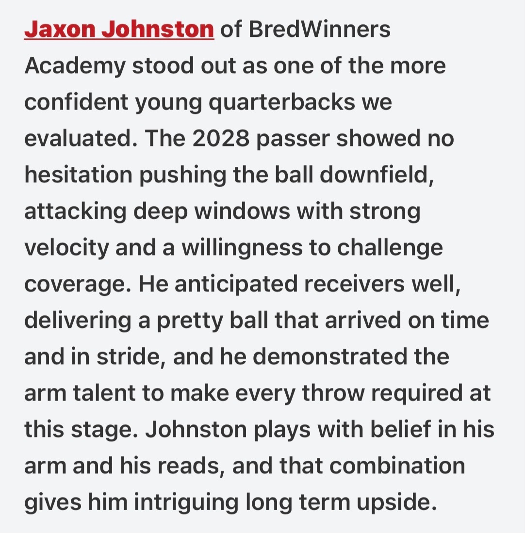 croslexfootball's tweet photo. Awesome news from our own Jax Johnston (@JaxonJohnston3) - he led his 7 on 7 team to a 5 -1 record at the latest @PrepRedzone Tournament and walked away with "Top Performer" honors!

We love being able to call Jax our QB and are so proud of what he's doing to be great!

Read what they have to say about him below; we are so excited for what the future holds for this young man!