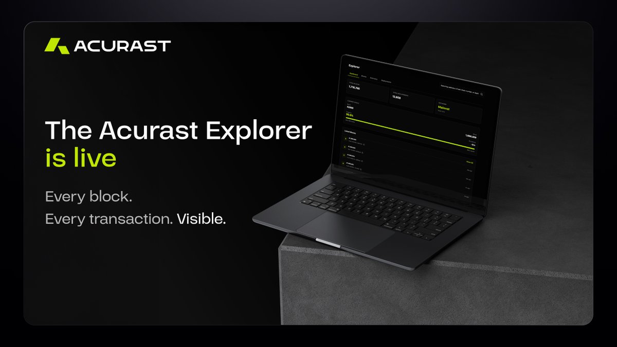 We said something was coming.
It's here.

The Acurast Explorer - every block, every transaction, every deployment.
Searchable. Public. Live.

View everything: hub.acurast.com/explorer