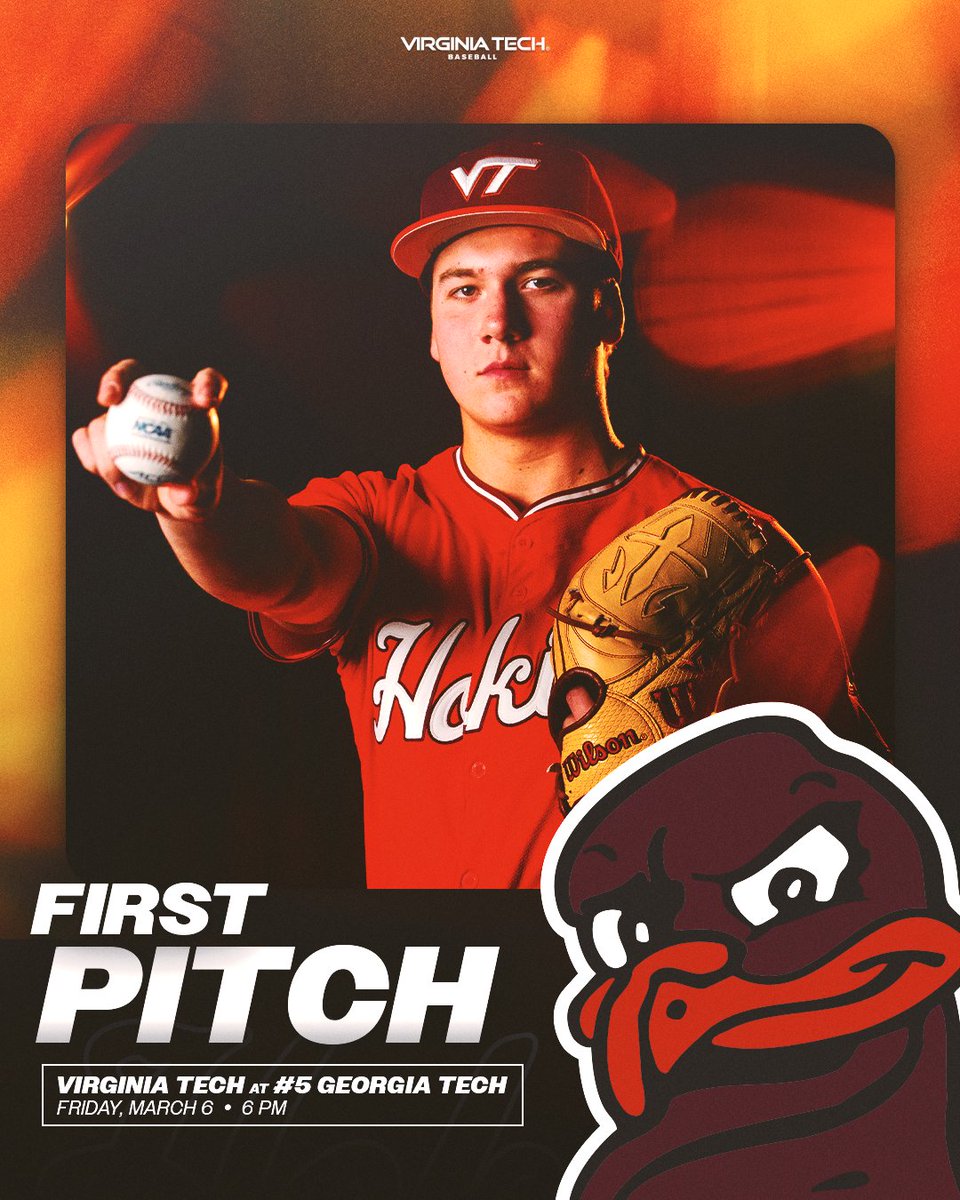 HokiesBaseball's tweet photo. 𝘾𝙡𝙚𝙖𝙣 𝙨𝙡𝙖𝙩𝙚 𝙞𝙣 𝙩𝙝𝙚 𝙋𝙚𝙖𝙘𝙝 𝙎𝙩𝙖𝙩𝙚 🫧

⚾️ at No. 5 Georgia Tech
🕕 6 p.m.
🏟️ Mac Nease Baseball Park
📊 https://t.co/9PrlJ4MXei
🎙️ https://t.co/aXGu8TiPpy
💻 https://t.co/JrLH7hOJjZ (ACCNX)

#Hokies 🦃 https://t.co/kMhw7wEuYn
