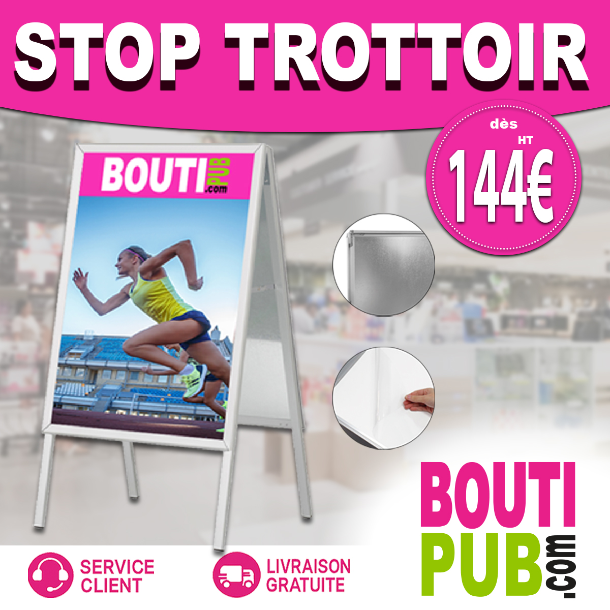 BoutiPub's tweet photo. Le chevalet promotionnel XTRACT transforme votre trottoir en véritable espace publicitaire.

✔️ Affichage double face
✔️ Cadre clic-clac pour changer l’affiche en 2 secondes
✔️ Structure pliable et mobile

 https://t.co/2pzLvZh8Da https://t.co/FyH3sjraRH