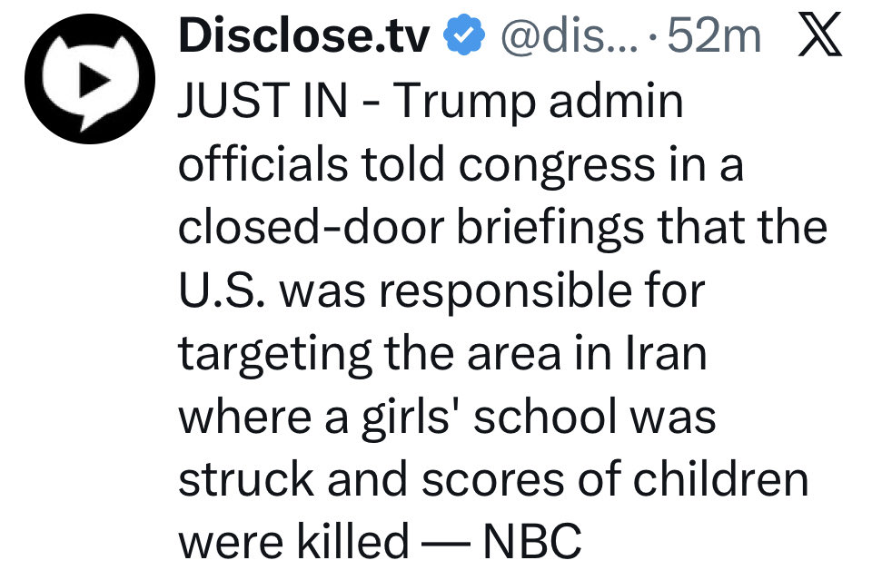 Confirmed.  Wow. I was praying this wouldn’t be confirmed. It was us. 

The level of anger and shock I have right now is out of this world.  This feels like a bad dream.  Blood is all over the hands of Trump and Hegseth and anyone else directly involved. 

Any normal person with