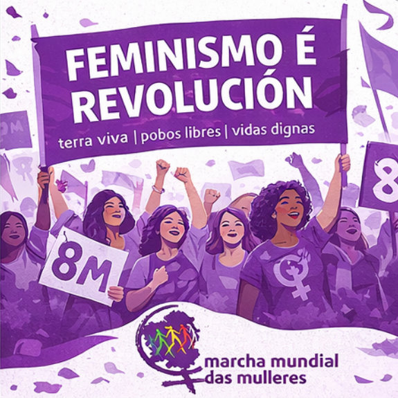 MMMGaliza's tweet photo. [ 8M ] ♀️ Feminismo é revolución. 

Un mundo con terra viva,
con pobos libres,
con vidas dignas para todas.

✊ O feminismo é loita.
✊ O feminismo é comunidade.
✊ O feminismo é revolución.

#8M #FeminismoÉRevolución #TerraViva #PobosLibres #VidasDignas https://t.co/fkrJPKO8MM