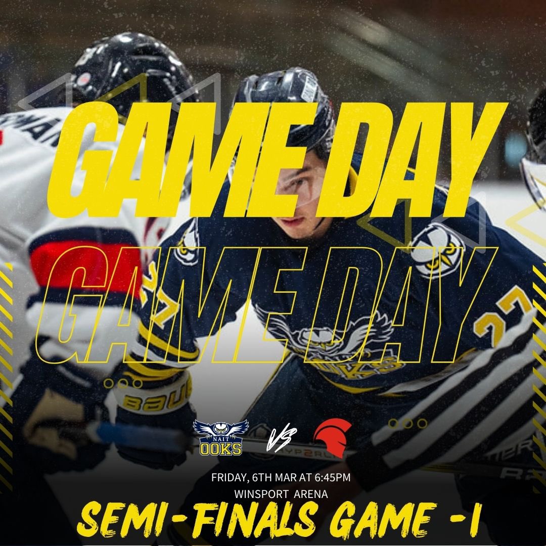 NAITMensHockey's tweet photo. Friday Night Actionπ¬
Game one of the ACAC semi-finals gets underway tonight as the Ooks head on the QE2 to Calgary to take on @SAIT_Trojans .
π-@SAIT_Trojans
β°-6:45PM
ποΈ-Winsport Arena
π»-Donβt miss a moment, watch the live action on ACAC TV!
#LetsGoOoks #RoadWarriors https://t.co/auIZpg2OWQ
