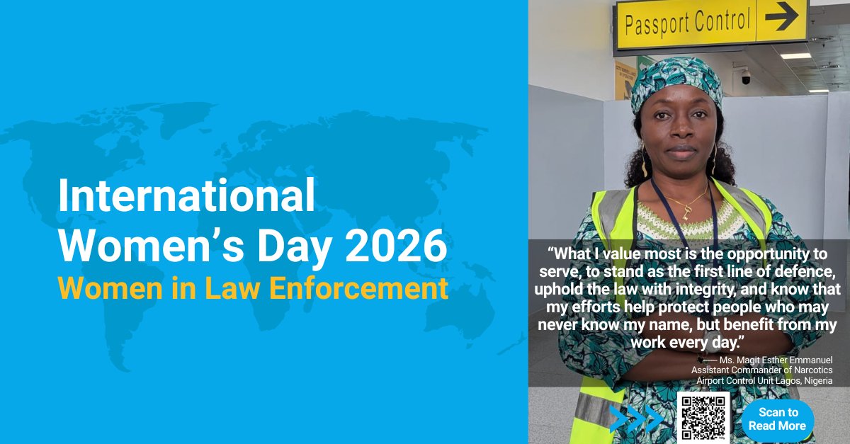 UNODC_WCO_CCP's tweet photo. 🇳🇬 I Meet women in law enforcement in #Nigeria strengthening the fight against organized crime.  💬“Every day, I know that the work I do directly contributes to the national security, public safety, and the protection of our borders.”
#IWD2026 #WomenInSecurity #UNODC #AIRCOP https://t.co/1fIIAK0XzA
