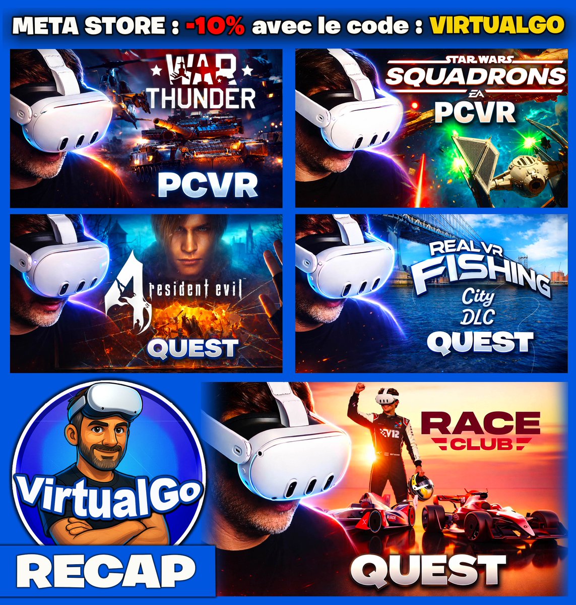 📢   Bonjour à toutes Zetatousse ! 
         LE RECAP des vidéos de la semaine !
🔴   Youtube et réseaux : linktr.ee/virtualgo
🙏   N'hésite pas à T'ABONNER et à PARTAGER
☀️   Bon week-end
 
#vr #Metaquest #PICO4Ultra #PSVR2 #pcvr
#twitch #Youtube #virtualgo #PlayForDream