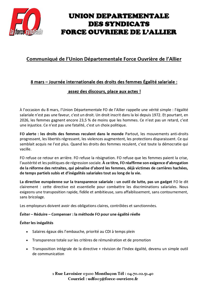 FO Allier tweet media