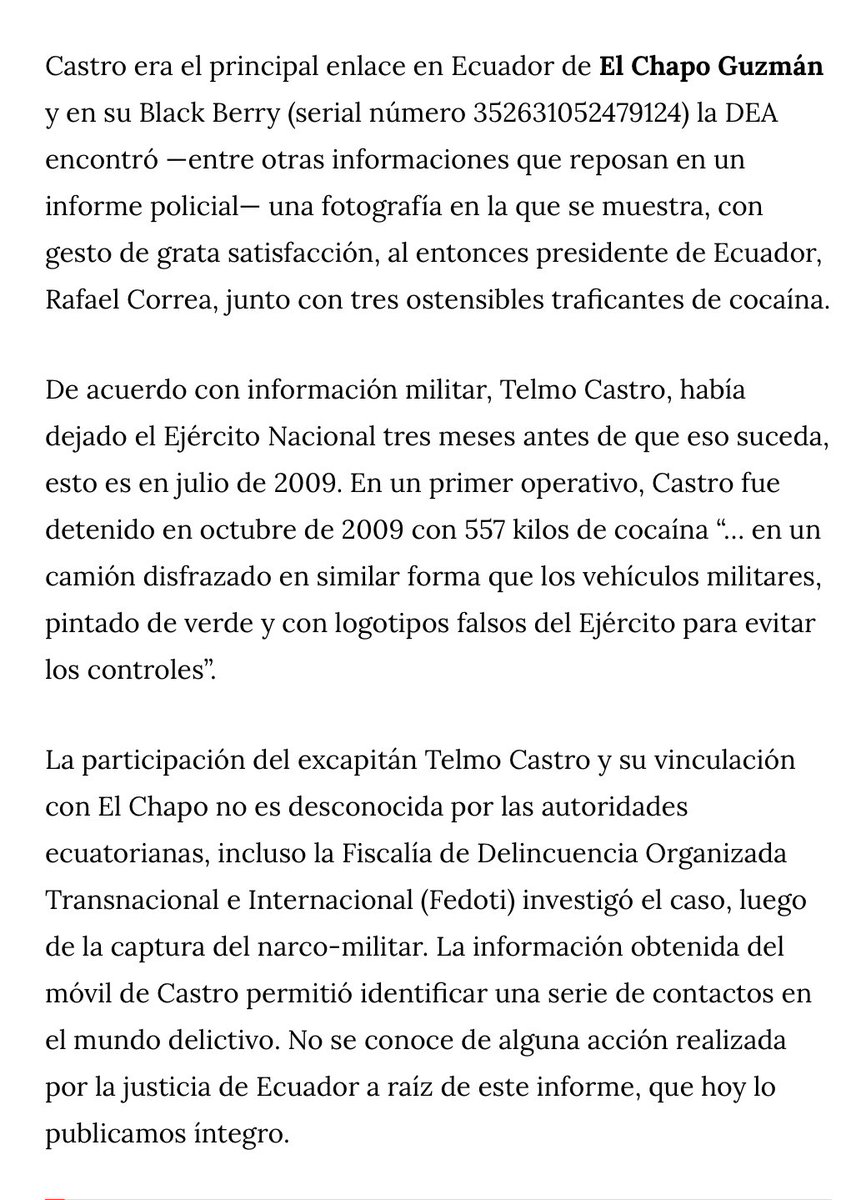 JesusOr_Ecu's tweet photo. @radio_pichincha ¿Recuerdan a #TelmoCastro EL PRINCIPAL ENLACE DE ECUADOR CON EL #ChapoGuzman?
¿Recuerdan la foto de @mashirafael con tres narcos en el telf. de #Castro?
¿Recuerdan a WELLINGTON ALCIVAR ASESINADO?
Hoy el hijo del #Chapo acepta cooperar con #USA
Todo es cuestión de tiempo https://t.co/vU2RLLOiUh
