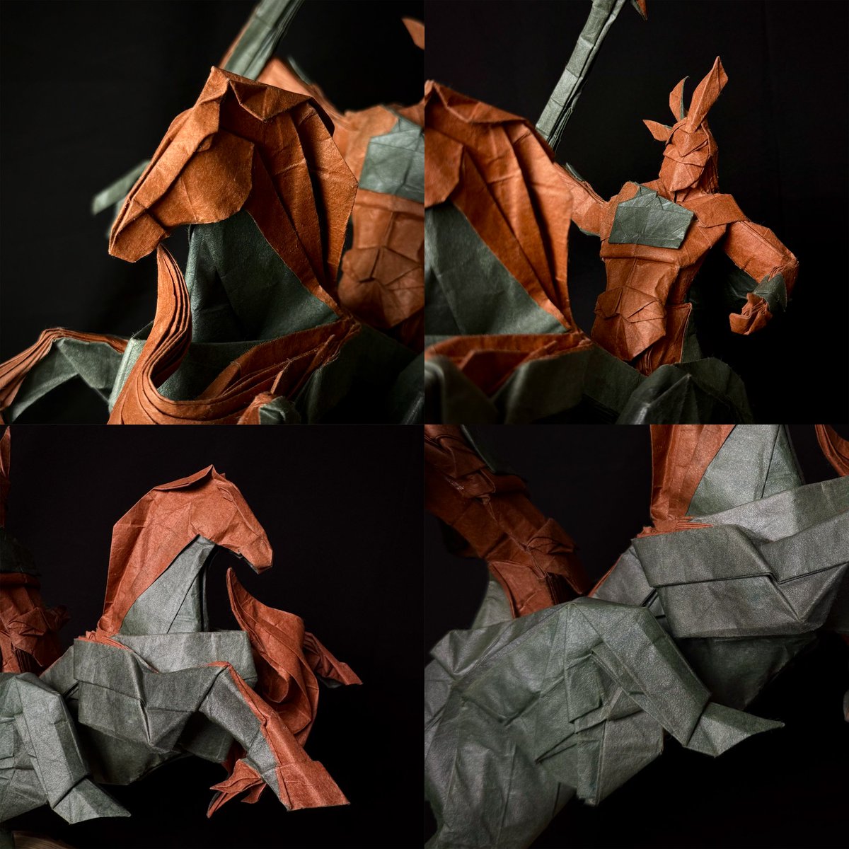MonsierLeDuc's tweet photo. Saint Gióng - The Heavenly King of Phù Đổng
A legendary hero in Vietnamese folklore. 
Designed and folded by me from Dó+Wenzhou 114cm.
For the Lunar New Year of the horse🐎 https://t.co/z8ReFy9CCE