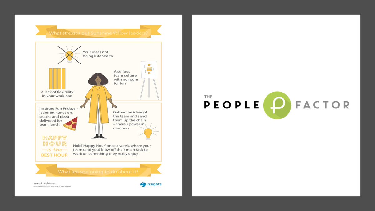 PeoplefactorHR's tweet photo. If you predominantly have Sunshine Yellow colour energy, do you know what sort of things contribute to you having a bad day at work?
#InsightsDiscovery #psychometrics #ColourEnergies #SunshineYellow #BadDayBehaviours #whatmakesyoutick #UltimateTeam #TheLearningFactor #handyHR https://t.co/E5VmaRkByt