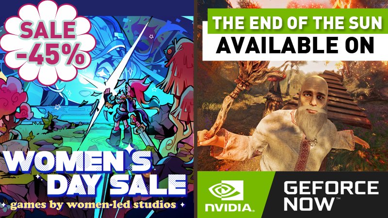 endofthesungame's tweet photo. Amazing NEWS! Women’s Day Sale on Steam just started🌸

🔥 RECORD-BREAKING DISCOUNT – Our lowest price ever -45%!
🔥NVIDIA GeForce NOW – Play smoothly on any device, even a low-end laptop!

🔎✅Check out more: https://t.co/goXuYVEPhI

#SteamSale #WomensDaySale #indiegame #game https://t.co/5KziVfBVkG