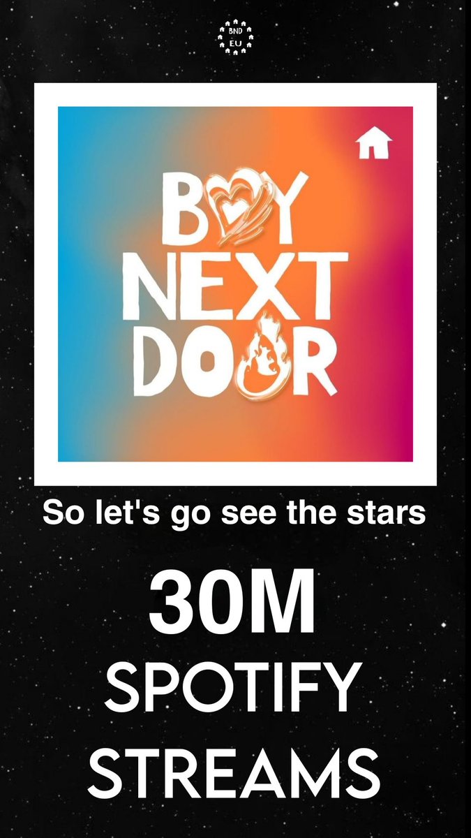 BND_GL0BAL's tweet photo. So let's go see the stars has reached 30,000,000 streams on Spotify! 🥳
#보이넥스트도어 #BOYNEXTDOOR #BND #ONEDOOR #SLGSTS #Soletsgoseethestars https://t.co/Dj1GpD2q0r