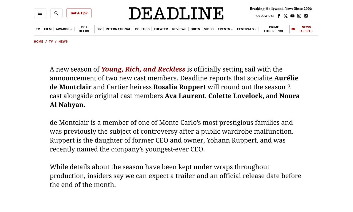 🚨EXCLUSIVE🚨

<a href="/YRRofficial/">Young, Rich & Reckless</a> announces their season 2 newbies, <a href="/HausOfAurelie/">Aurélie de Montclair</a> &amp; <a href="/RosaliaRuppert0/">Rosie 🫧</a>! 🥂 Read all about them below!

#NOBS #YRR #YRRSeason2