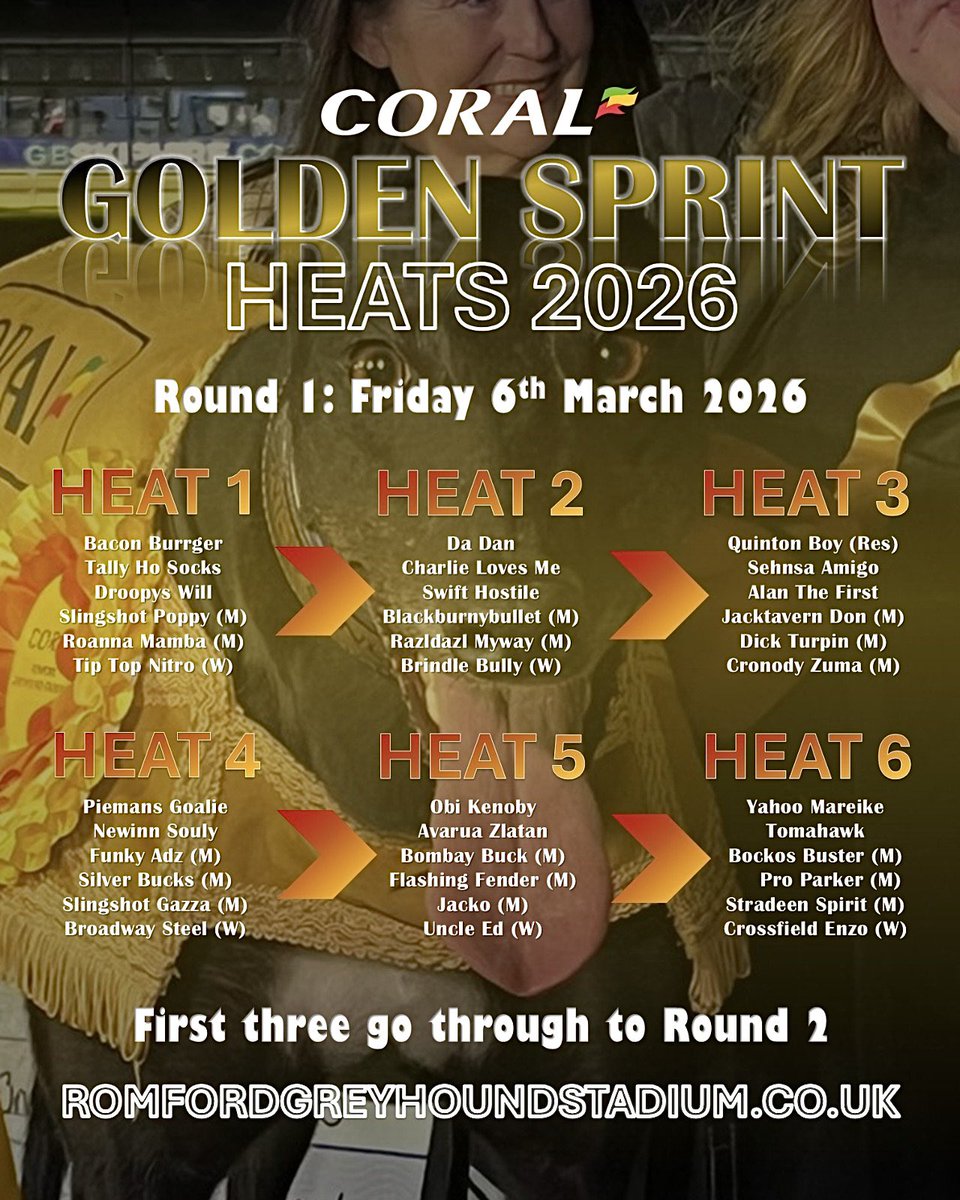 Here’s how they go tonight for the 6 heats of the Coral Golden Sprint 2026 competition!✨

It’s going to be a hot night of racing…🔥 

Who catches your eye?👀 

#coralgoldensprint