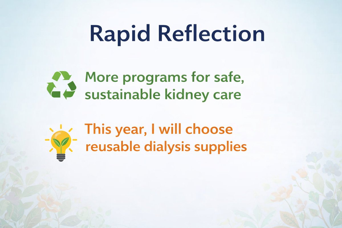 WomenNeph_india's tweet photo. Rapid reflection:
 Share in one line :
 • One sustainability change you would like to see in nephrology
 • One action you will personally take this year 

#iWinChat https://t.co/bO83vBYlSV