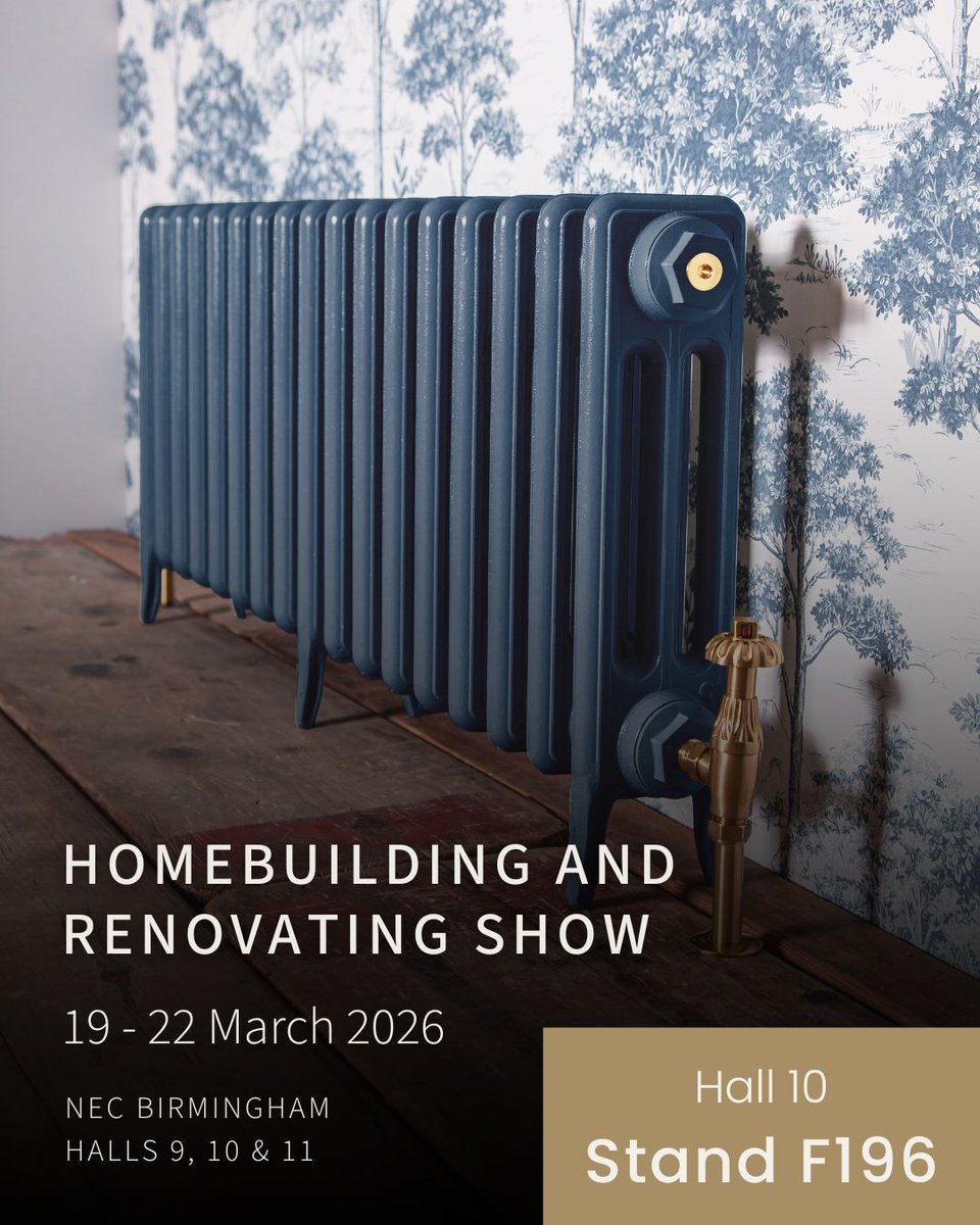 TradsRads's tweet photo. We’re excited to be exhibiting at the Homebuilding &amp; Renovating Show at the NEC Birmingham from 19–22 March alongside Renaissance at Home.

Come and see us at Hall 10, Stand F196 to explore our cast iron radiators and chat about your next renovation project! https://t.co/OmaUDdxlMA