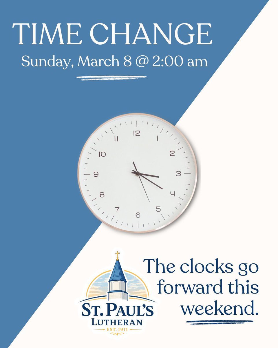 StPauls1911's tweet photo. Don't forget we spring forward → this weekend into Daylight Saving Time. 🌱⏰ https://t.co/n5tfdwkuxK
