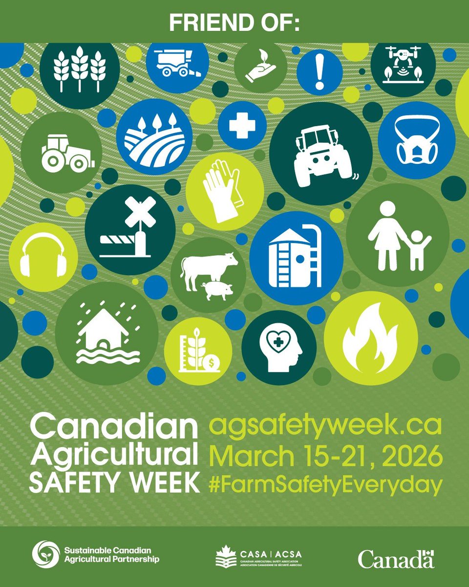 OatGrowers's tweet photo. Canadian Agricultural Safety Week is March 15–21. Let’s keep our farms safe and our communities protected.
Learn more here: https://t.co/XHB1m0Pcdx
#AgSafetyWeek #FarmSafe https://t.co/JaASjRD1JW