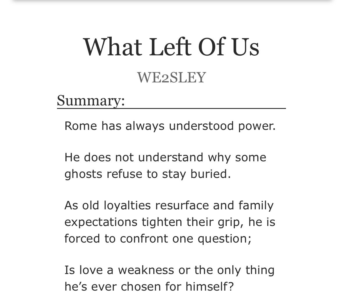 WE2SLEY's tweet photo. Just a heads up for those who missed it, I have a new RomeMoth AU ongoing, I dropped a 14k RomeMok oneshot few days ago too. Do go to my A03 account and find them❤️ do share w me your thoughts 🤏🏼✨
#WilliamEst
#RomeMok
#RomeMoth https://t.co/ldRO7Mrawy