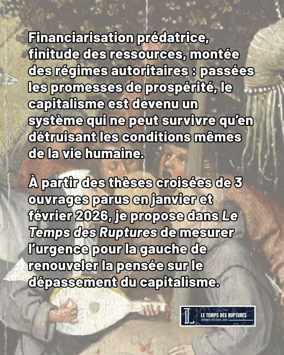 Les 3 ouvrages dont il est question: "La finance aux extrêmes" de Marlène Benquet, "Mondes postcapitalistes" sous la direction de Jérôme Baschet et Laurent Jeanpierre, et "Le problème à 3 corps du #capitalisme" de Romaric Godin. 3/3
#gauche #capitalismeautoritaire #alternative