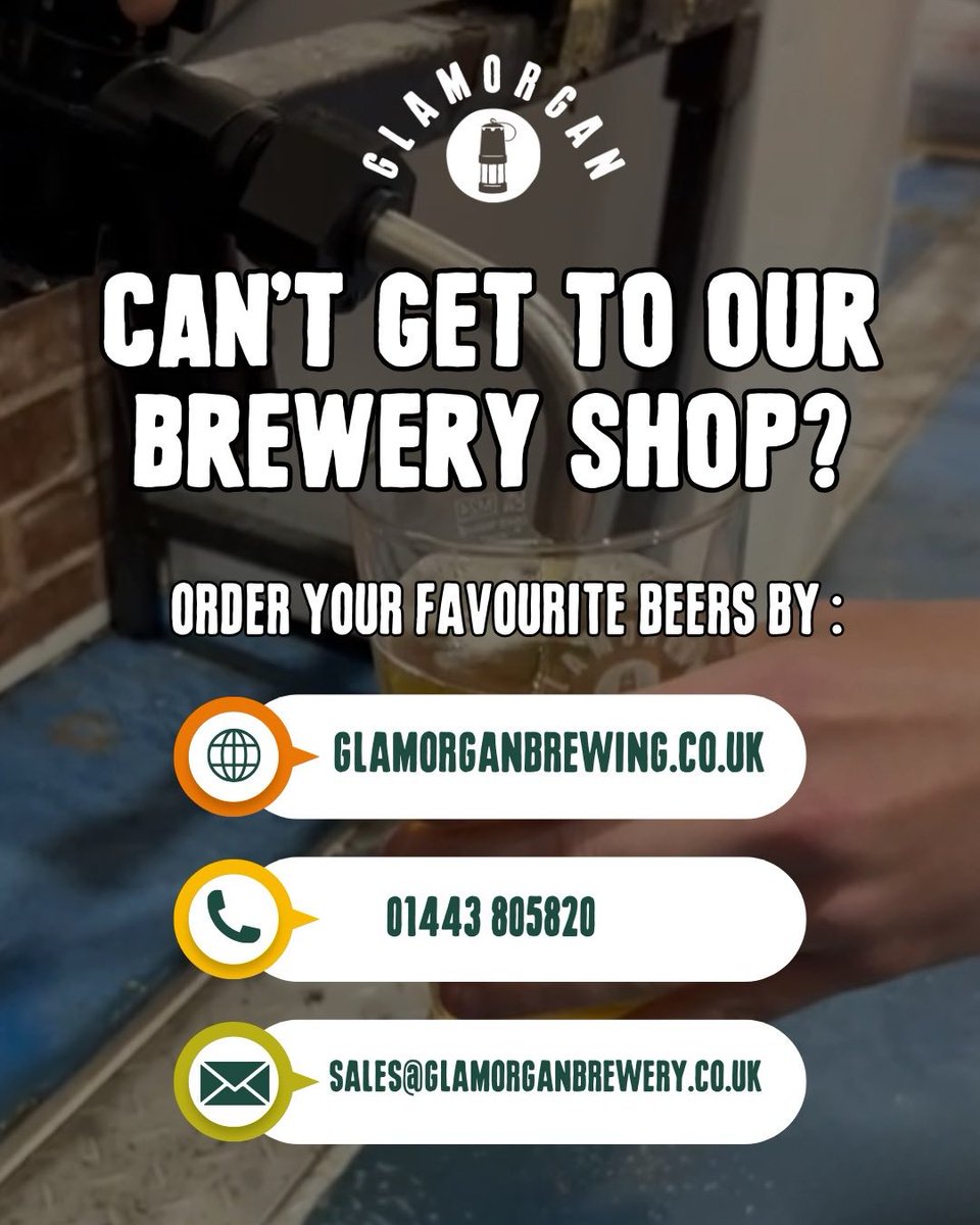GlamBrewingCo's tweet photo. Looking for our beers? 🍻

You’ll find us in Llantrisant - opposite The Royal Mint.
Mon–Fri | 8am–4pm

Can’t make it to our shop? Get in touch:
📧 sales@glamorganbrewery.co.uk
📞 01443 805 820
🌎 https://t.co/lffApeJizM https://t.co/muOihx9Xfr