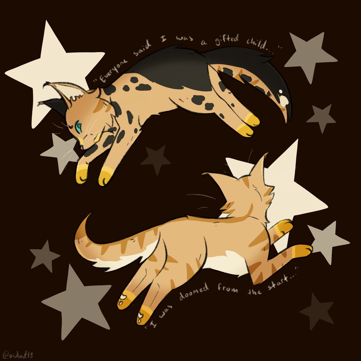 MRiverclan's tweet photo. Of Moon and Morning
"Everyone said I was a gifted child
Punctured my skin, pulled me apart
Guess I was doomed, I was doomed from the start"
Lyrics from Doomed by Mothica
Speedpaint: https://t.co/9GTh1sWhiV
#warriorcats #warriors #chasingshadows #changingskies #moonpaw https://t.co/XLBtQV7vR2
