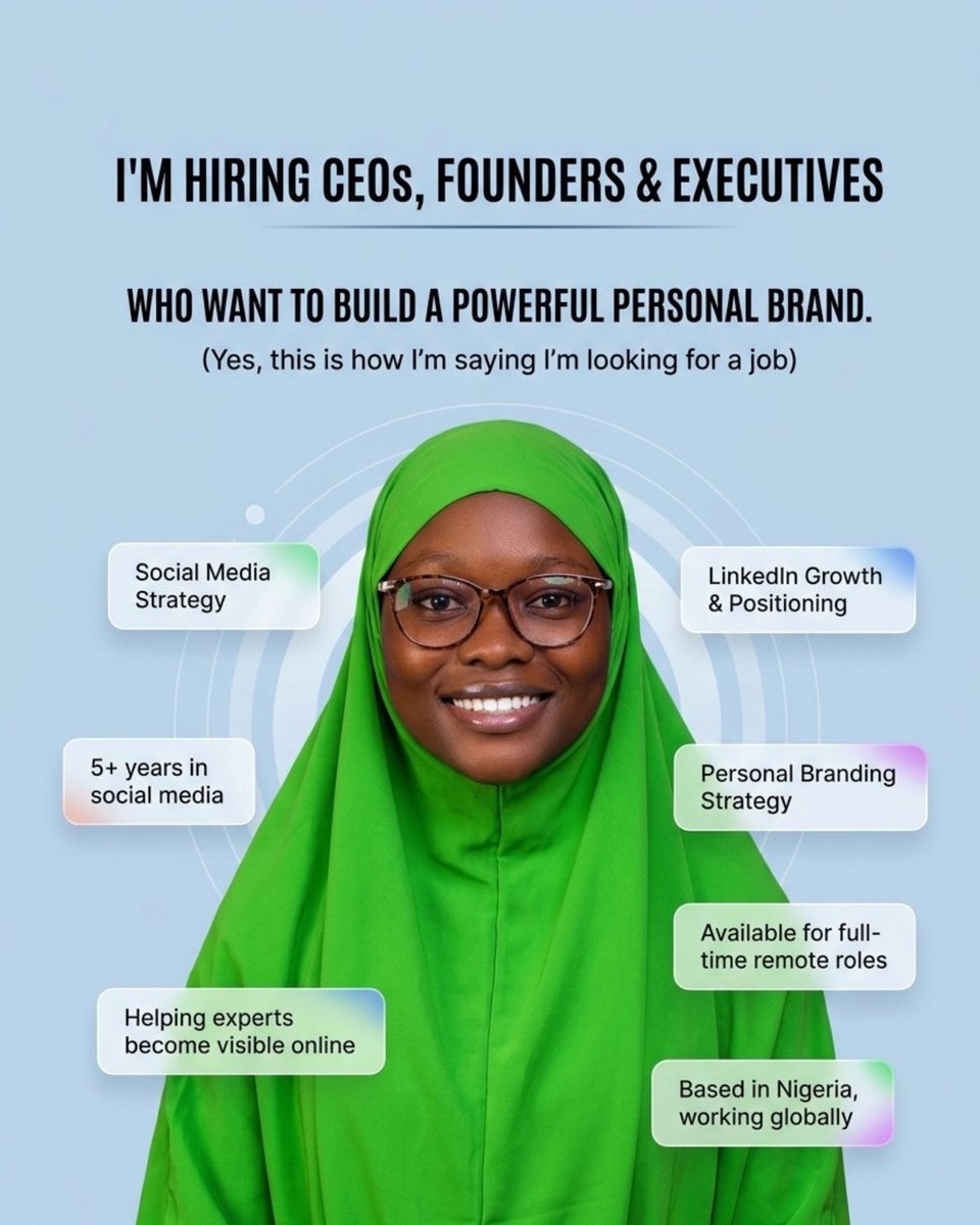 I’M HIRING CEOs, FOUNDERS &amp; EXECUTIVES.
Who want to build a powerful personal brand.

(Yes, this is my creative way of saying I’m open to work.)

Here’s the “job description” ↓

Position to fill:
Social Media Strategist for Leadership Brands

Work arrangement:
Remote •
