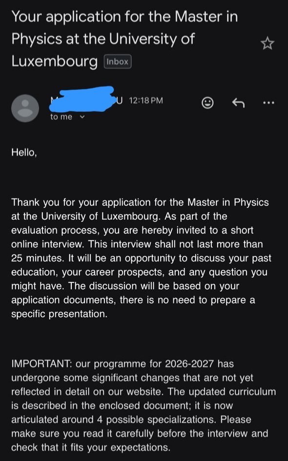 Uni Luxembourg now conduct interview for some science courses

Take note