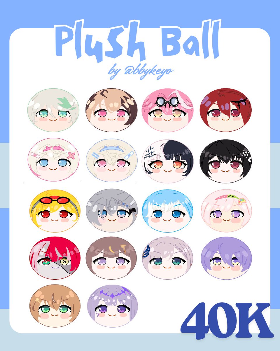 . ݁₊ ⊹ . ݁ ⟡ ݁ . ⊹ ₊ ݁.

Bbykeyo's Plush Ball Pre-Order ⭑.ᐟ

📦 Mail order only
📅 6 - 14 Maret 2025
💙 Fandom : Holostars EN, Hololive EN + ID, FSP EN, Pandavva, dan custom plush ball 

..............