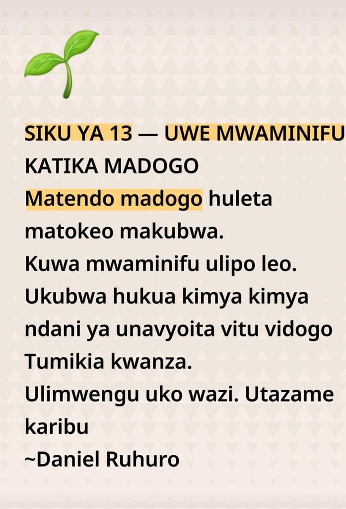 DRuhuro's tweet photo. Ukubwa hukua ndani ya vidogo!
#faith #servefirst #leadership #Inawezekana #TheWorldIsOpenLookClosely https://t.co/19PEXrThXs