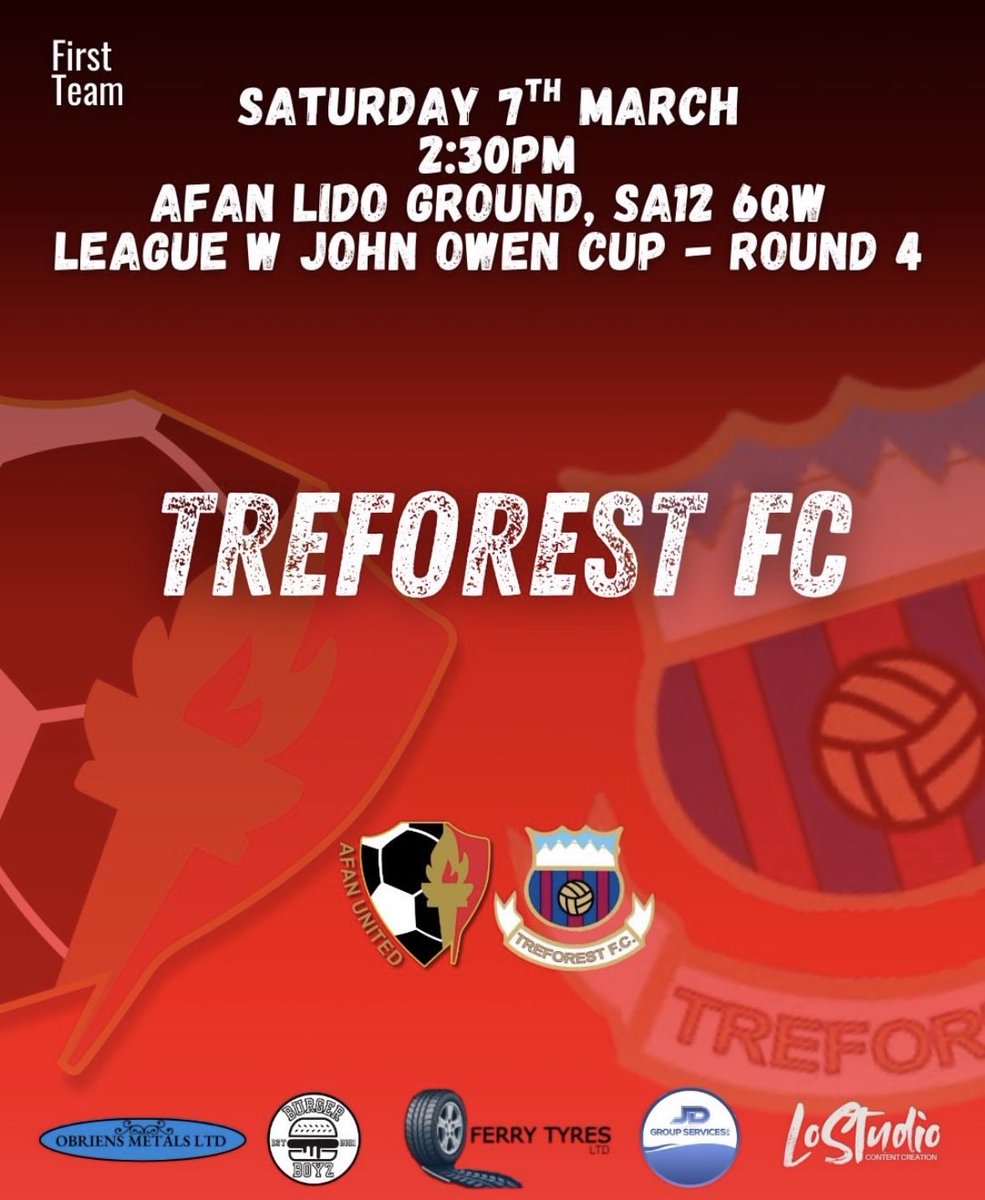 AfanUnited_FC's tweet photo. 2/2 
Big game for the Afan tomorrow, as the boys play out a thrilling quarter final against an in-form Treforest side.

Crucially the club hopes to secure a place in the upcoming John Owen Cup Semi Final! 🏆 https://t.co/dVJsE0NItY