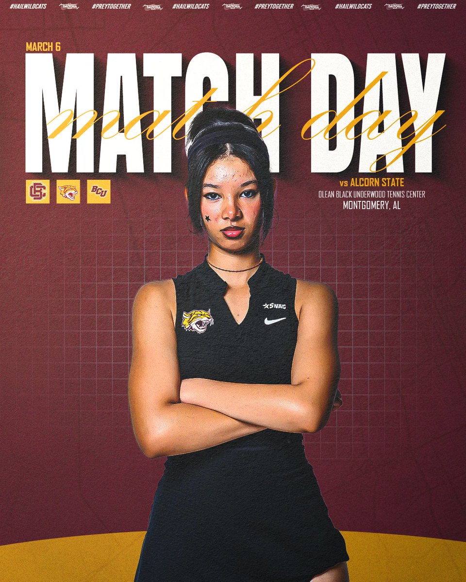 SWAC Tennis Time. 😼 

🆚 Alcorn State
⏰ 11am EST

📍 Montgomery, AL
🏟️ Olean Black Underwood Tennis Center

#𝙃𝙖𝙞𝙡𝙒𝙞𝙡𝙙𝙘𝙖𝙩𝙨 | #𝙋𝙧𝙚𝙮𝙏𝙤𝙜𝙚𝙩𝙝𝙚𝙧
