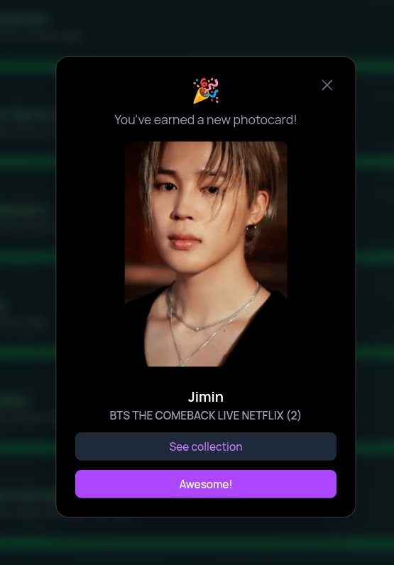 RaqibaNaz's tweet photo. WDYM I GOT BANGTAN AND JIMIN JIMIN
THANK YOUUU @b_cdapp AAHHH
#BTSLiveonNetflix #BTSLive
#BTS_ARIRANG #BTS #BTSARMY
#BCDapp #BCDphotocards https://t.co/VMMUG058d1